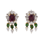 Estate Garnet, Tourmaline & Diamond Dangle Earrings