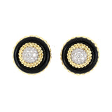 Estate Van Cleef & Arpels Diamond & Onyx Tiered Domed Earrings