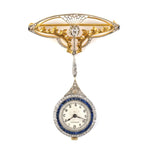Estate Art Nouveau Longines Diamond & Sapphire Pendant Watch