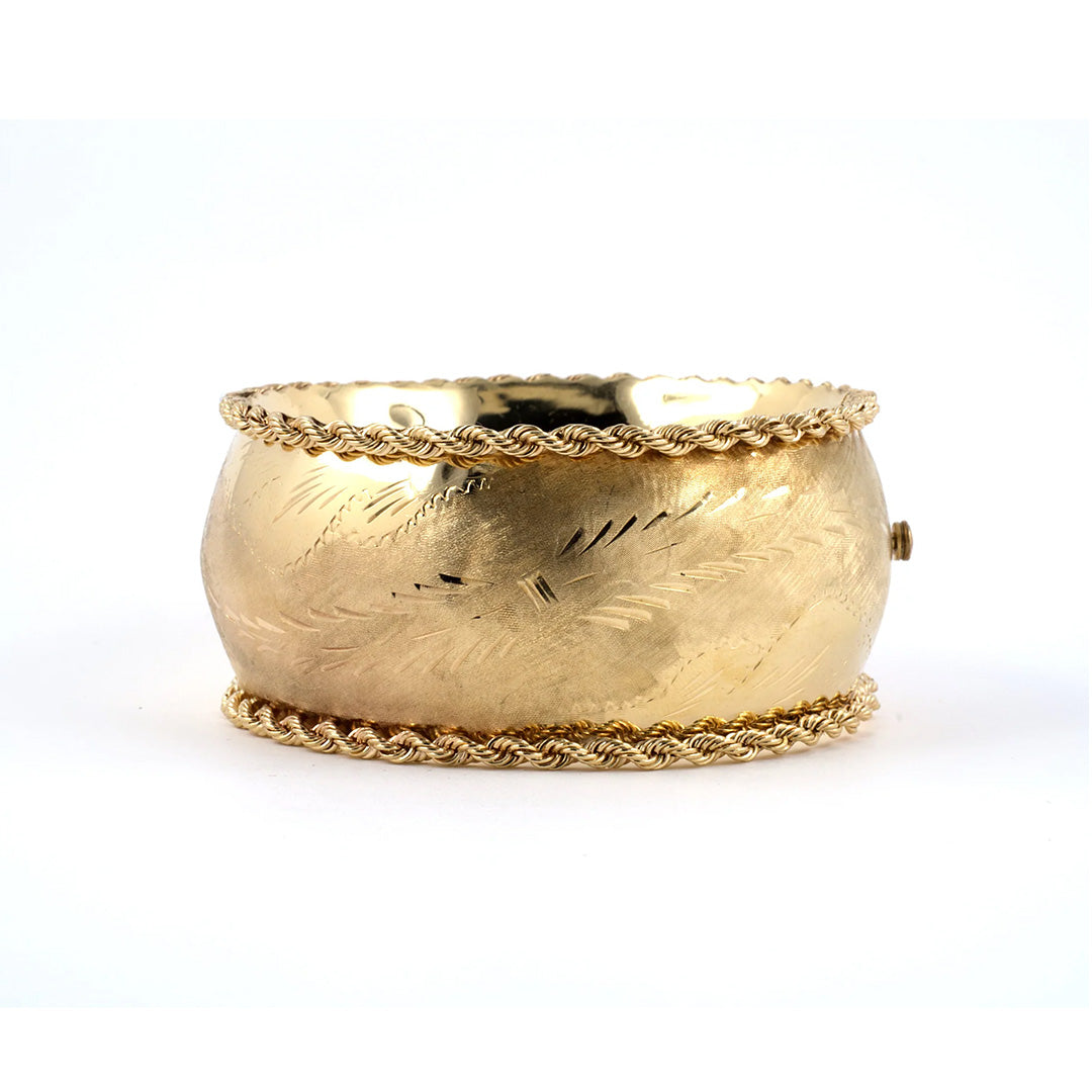 Estate Rope & Leaf Bangle Bracelet