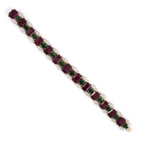 Garnet, Tourmaline & Diamond Link Bracelet