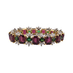 Estate Garnet, Tourmaline & Diamond Link Bracelet