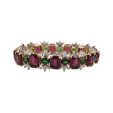 Estate Garnet, Tourmaline & Diamond Link Bracelet