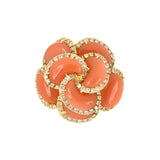 Italian Carnelian & Diamond Tiered Cluster Ring
