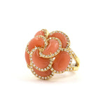 Estate Italian Carnelian & Diamond Tiered Cluster Ring