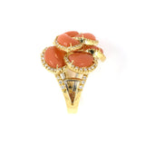 Italian Carnelian & Diamond Tiered Cluster Ring