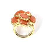 Italian Carnelian & Diamond Tiered Cluster Ring