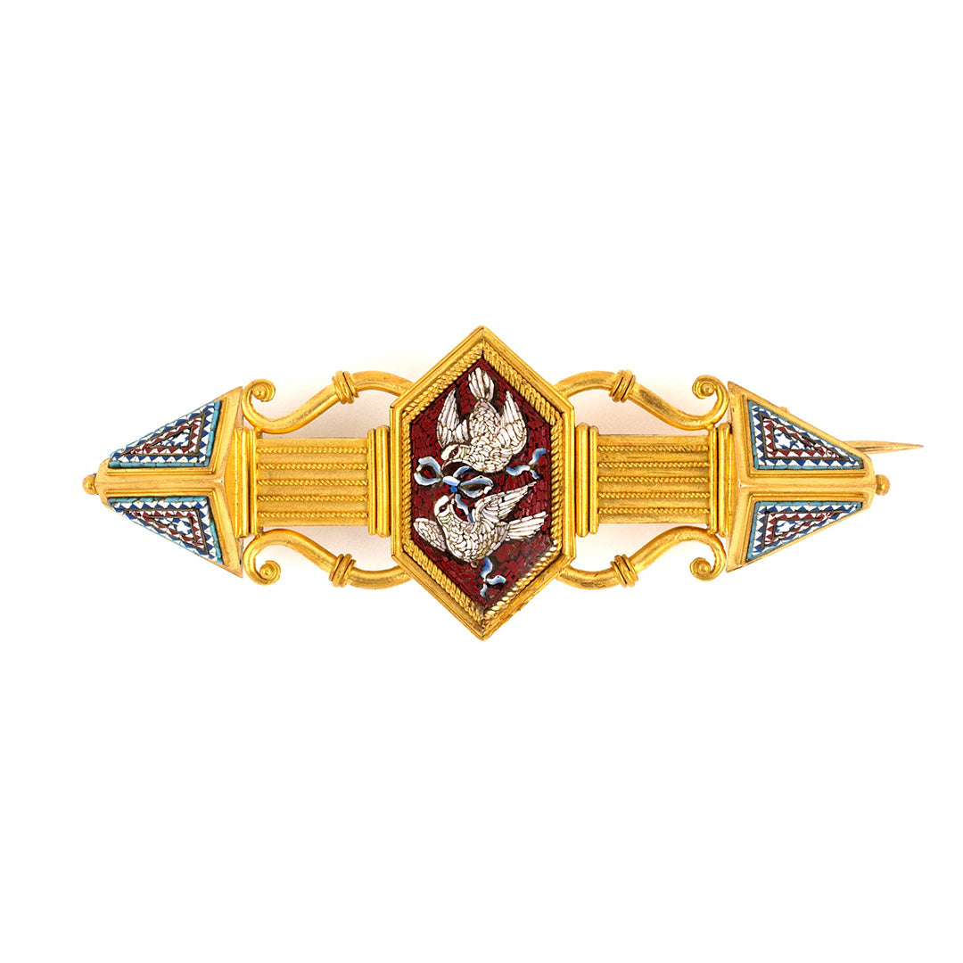 Estate Victorian Tiffany Etruscan Revival Mosaic Pin