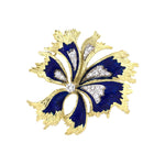 Estate La Triomphe Diamond & Blue Enamel Flower Pin