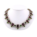 Garnet, Tourmaline & Diamond Link Necklace