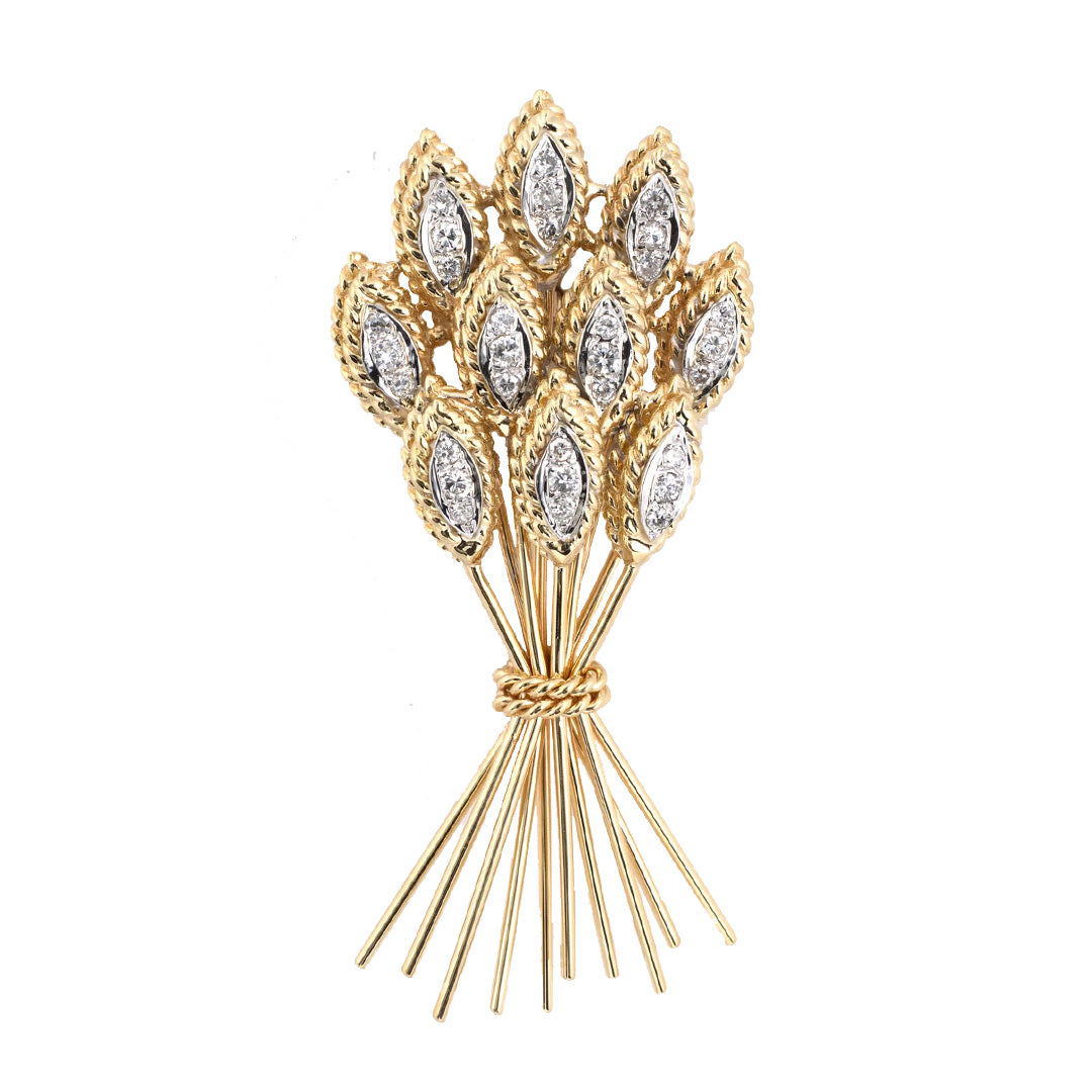 Estate Diamond Bundle of Wheat Pin