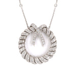 Estate Diamond Bow Wreath Pendant Necklace