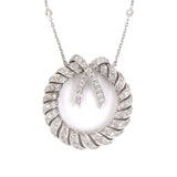 Estate Diamond Bow Wreath Pendant Necklace