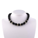 Onyx & Diamond Beads Rondel Necklace