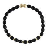 Estate Onyx & Diamond Beads Rondel Necklace