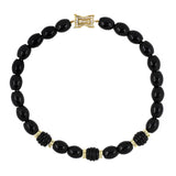 Onyx & Diamond Beads Rondel Necklace