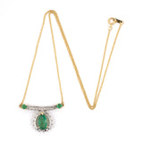 Emerald Pear-Shape & Diamond Cluster Pendant Necklace