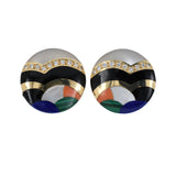 Estate Asch Grossbardt Multi-Gemstone Button Earrings
