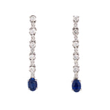 Estate Diamond & Sapphire Stiletto Drop Earrings