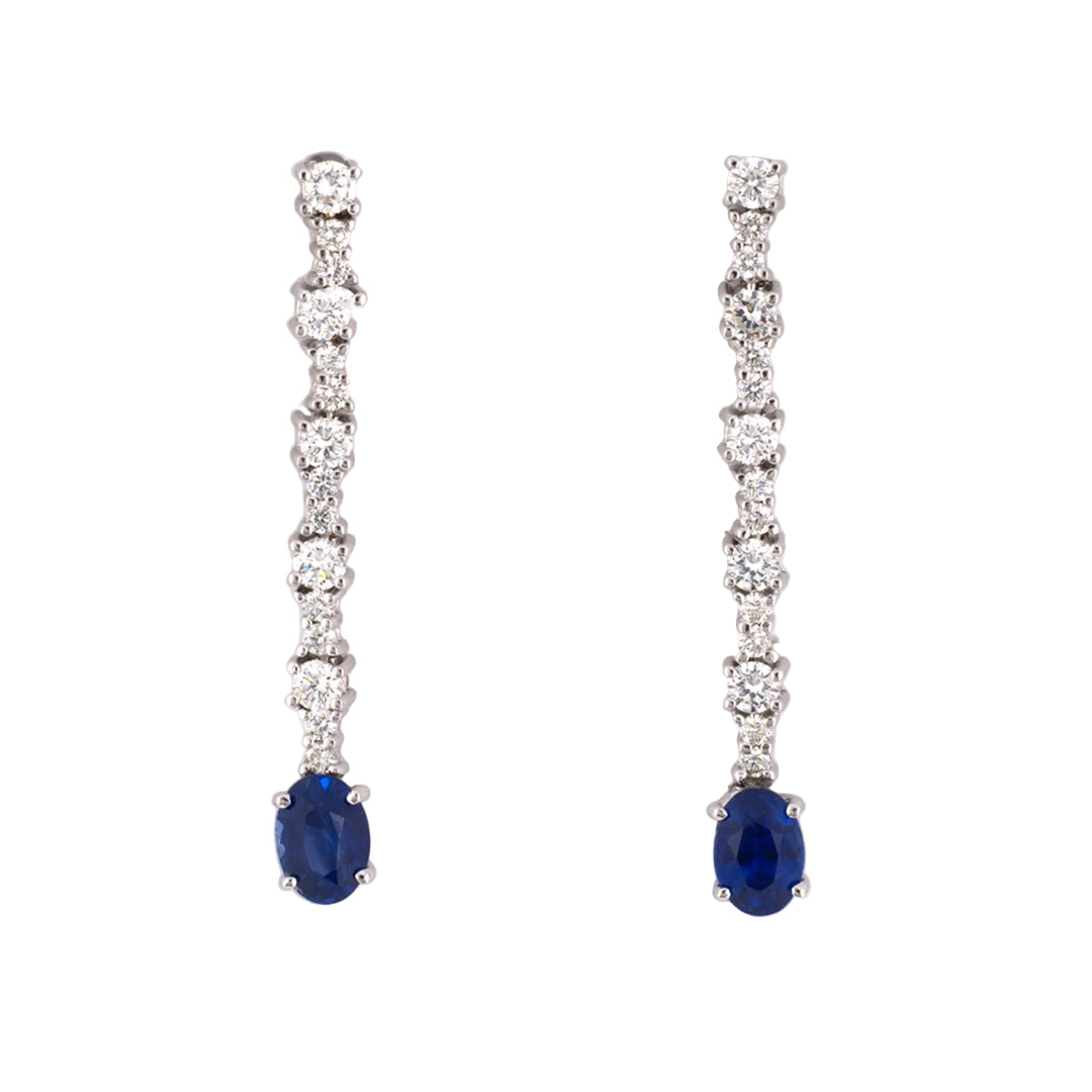 Estate Diamond & Sapphire Stiletto Drop Earrings