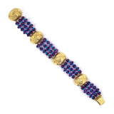 Estate Three-Row Gold Amethyst & Turquoise Bead Bracelet
