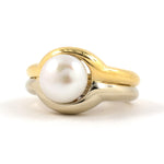 Estate Elan Pearl Split Gold Ring