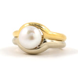 Estate Elan Pearl Split Gold Ring