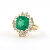 Estate Colombian Emerald & Diamond Cluster Ring