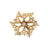 Victorian Floral Pinwheel Pearl Pin