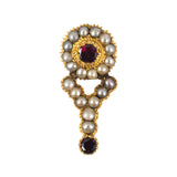 Victorian Pearl & Garnet Flower Pin