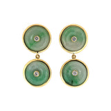 Green Jadeite & Diamond Dangle Drop Earrings