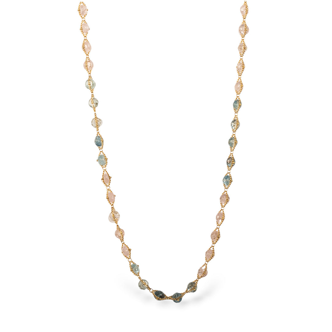 Amáli Aquamarine & Morganite Woven Necklace