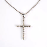 Estate Diamond & White Gold Cross Pendant Necklace