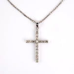 Estate Diamond & White Gold Cross Pendant Necklace