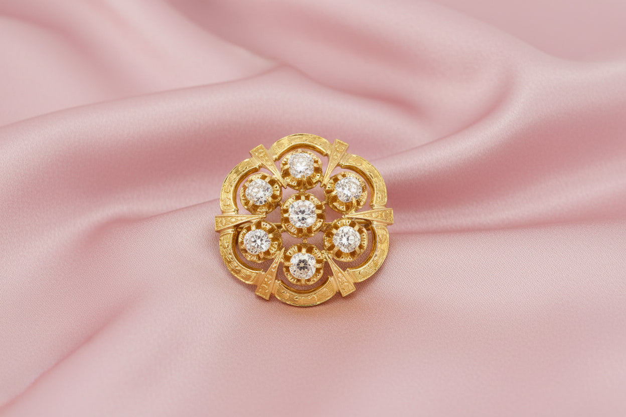 Estate Victorian Diamond Scalloped Scroll Pin