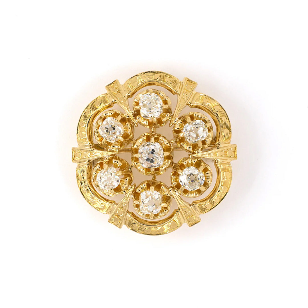 Estate Victorian Diamond Scalloped Scroll Pin