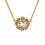 Estate Diamond Solitaire Scalloped Pendant Necklace