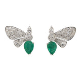 Estate Diamond & Emerald Butterfly Earrings