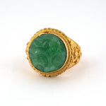 Estate Green Jadeite Carved Floral Ring