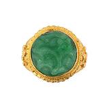 Green Jadeite Carved Floral Ring