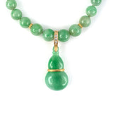Green Jadeite Graduated Bead Necklace with Gourd Pendant