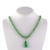 Green Jadeite Graduated Bead Necklace with Gourd Pendant
