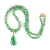 Green Jadeite Graduated Bead Necklace with Gourd Pendant