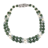 Green Jadeite & Baroque South Sea Pearl 2-Strand Nesting Necklace