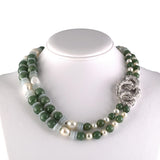 Green Jadeite & Baroque South Sea Pearl 2-Strand Nesting Necklace