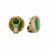 Green Jadeite & Pavé Diamond Clip Earrings