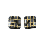 Estate Angela Cummings Hematite & Black Jade Checkerboard Earrings