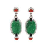 Estate Art Deco-Style Green Jadeite Drop Earrings