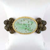 Moss-in-Snow Jadeite & Laborite Bead 2-Strand Bracelet