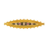 Victorian Etruscan Revival Diamond & Ruby Pin